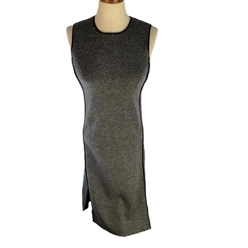 Zara Women’s Knit Sweater Tunic Dress Sz Small Black Side Slits Office Modest